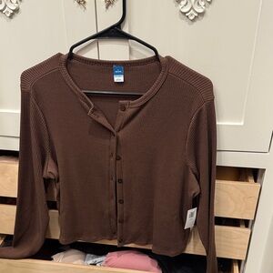 Old Navy Chocolate Button-Up Crop Top